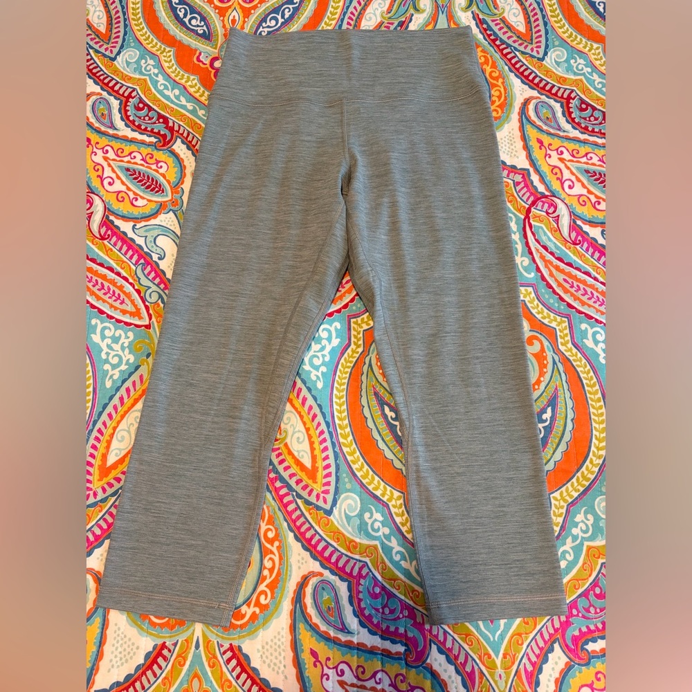 Lululemon Wunder Under Crop Leggings Heathered Tidewater Teal Size 10